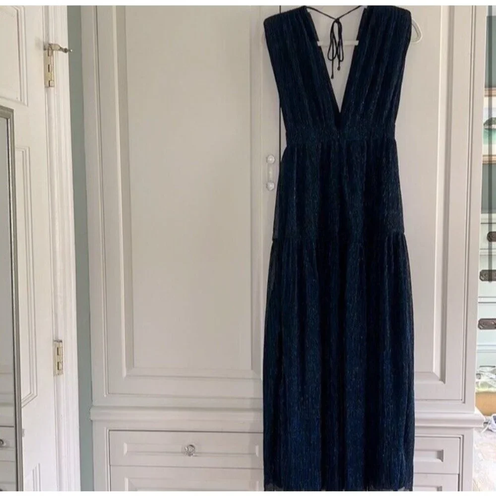 Karina Grimaldi Merment Dress Sapphire Blue Metallic - Picture 2 of 4